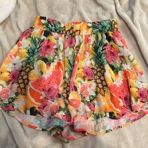 Show Me Your MuMu Colorful Fruit Print High Waist Shorts